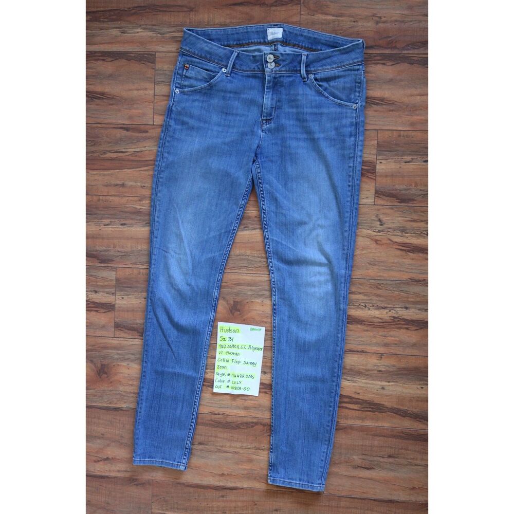 Hudson Collin Flap Skinny Jeans Size 31 Light Blue Wash Stretch Denim NW422DMS